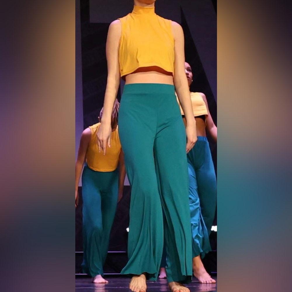 Jersey Mock Neck Crop Top & Wide Leg Pants
by Weissman Dancewear